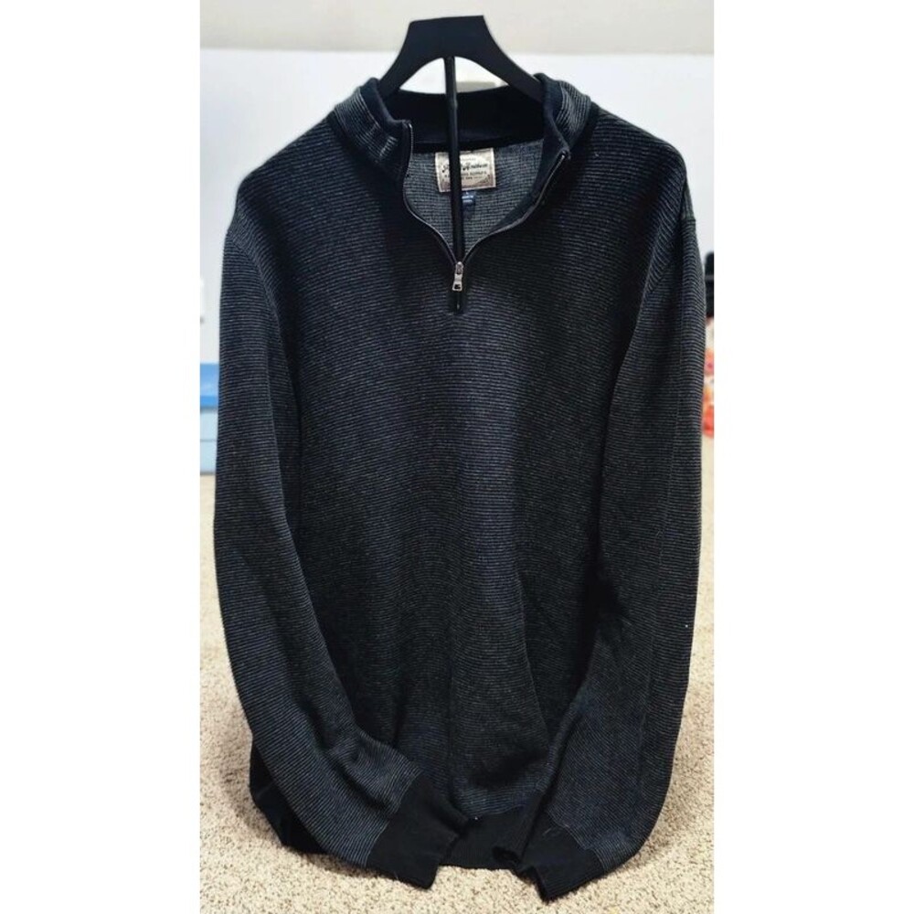 Flag & Anthem Humphrey Mini Stripe Quarter Zip Sweater size Large